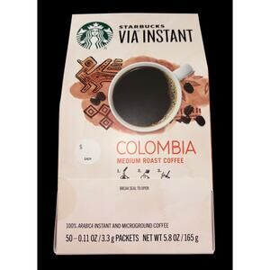 Starbucks VIA Ready Brew Coffee, 3.3g Packets, Colombia, 50/Box 11008131